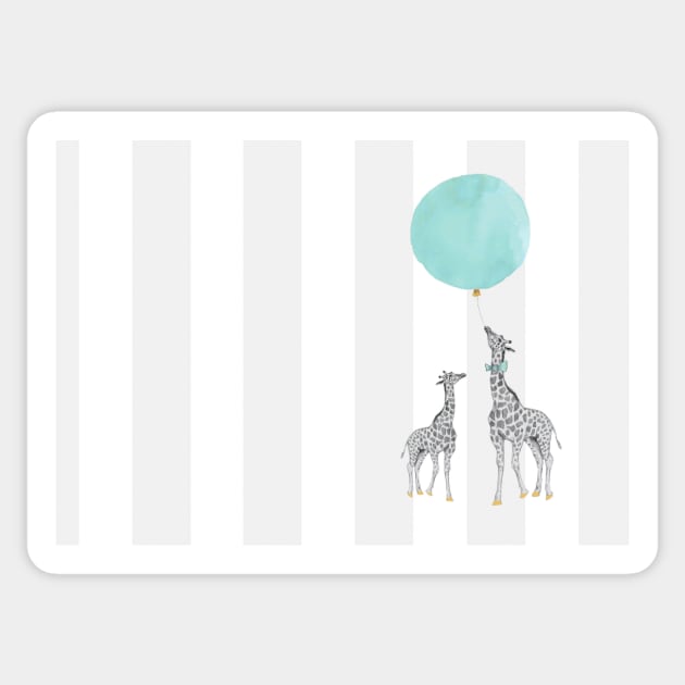 Giraffe and Balloon Sticker by crazycanonmom